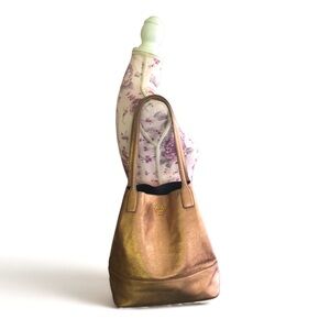 Tory Burch Michelle Tote Metallic Rose Champayne